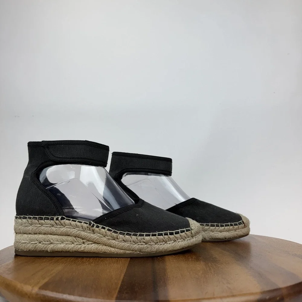Womens Franco Sarto Bessa Gray Canvas Espadrille Wedge Sandals Size‎ 8 M GUC
